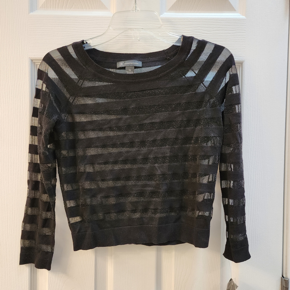 INC International Concepts Black Striped Sweater